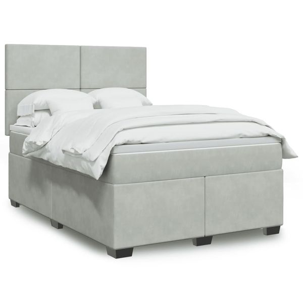 vidaXL Posteľný rám boxsping s matracom bledosivý 140x190 cm zamat