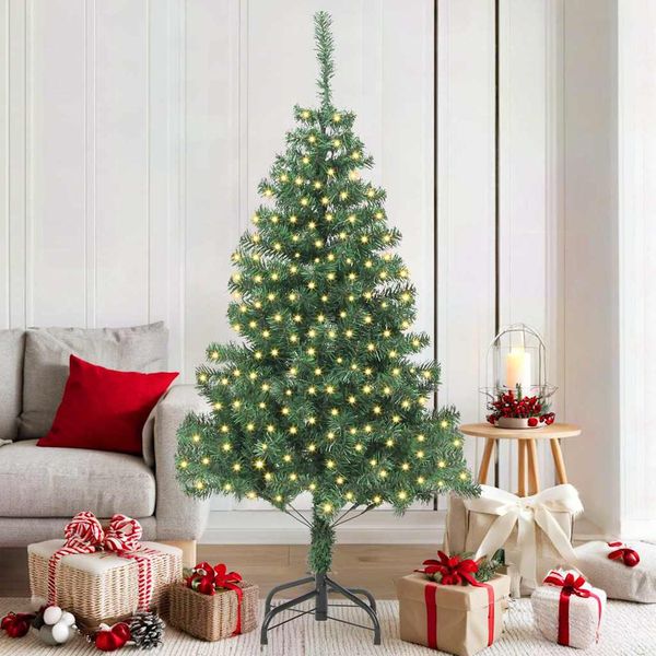 vidaXL Vianočný stromček s 300 LED-i so stojanom Zelená 180 cm PVC