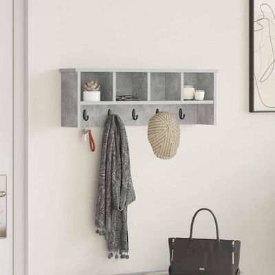 vidaXL Vešiak na stenu Betónová šedá 75 x 16 x 26 cm Kompozitné drevo