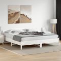 vidaXL Posteľný rám s čelom biely 200x200 cm masívna borovica