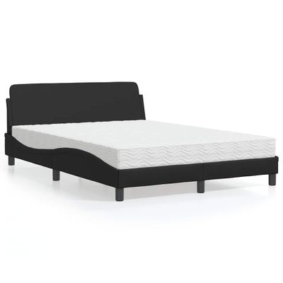 vidaXL Posteľ s matracom Dover čierna 140x200 cm umelá koža