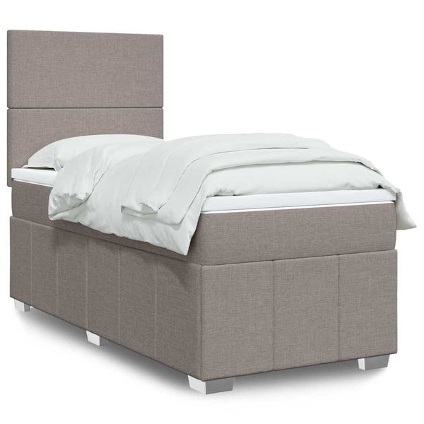vidaXL Posteľný rám boxsping s matracom sivohnedý 80x200 cm látka