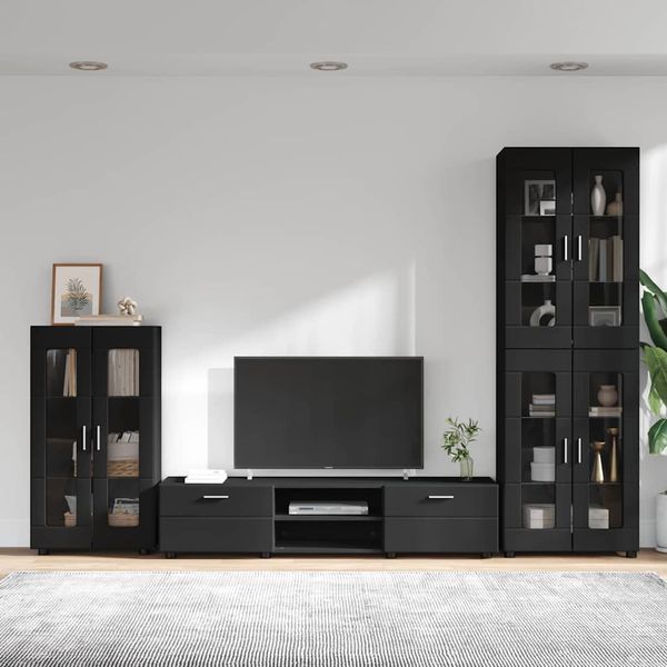 vidaXL Zostava TV skriniek FLORIN 3 pcs Čierna Kompozitné drevo