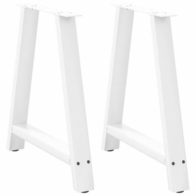 vidaXL Nohy k jedálenskému stolu v tvare A, 2 ks, biele, 70 x (72-73) cm, oceľové