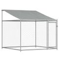 vidaXL Klietka pre psa so strechou a dverami sivá 10x2x2m pozink. oceľ