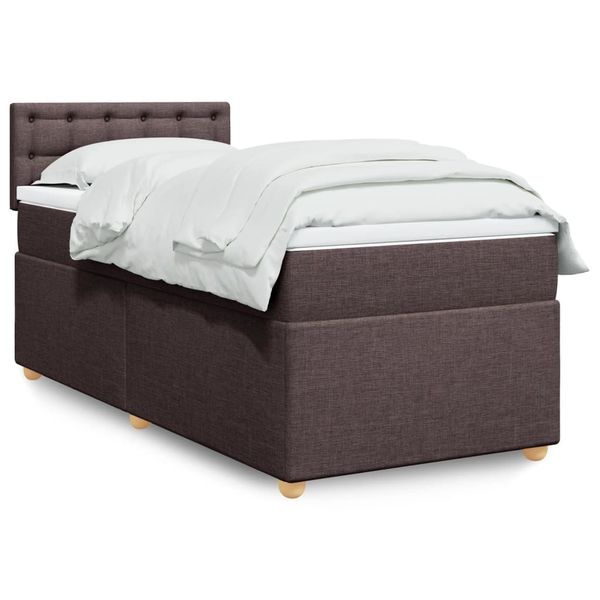 vidaXL Boxspring posteľ s matracom tmavohnedá 100x200 cm látka