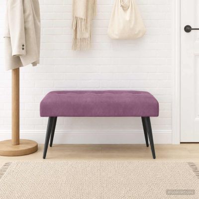 vidaXL Lavica s gombíkovým prešívaním Fialová 80 x 40 x 46 cm Zamat
