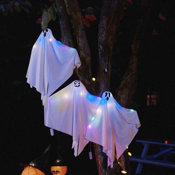 vidaXL Visiaci duch na Halloween 3 pcs Biela 52 x 62 cm Polyester