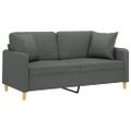 vidaXL 2-miestna pohovka s vankúšmi tmavosivá 140 cm látka