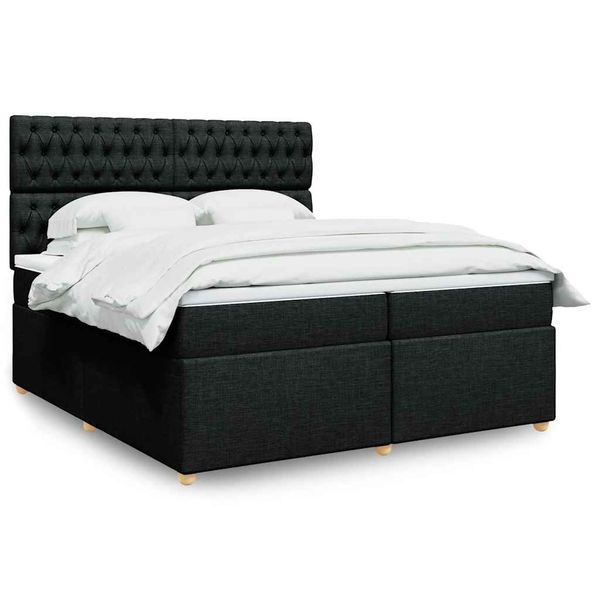 vidaXL Boxspring posteľ s matracom čierna 200x200 cm látka