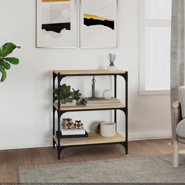 vidaXL Knižnica dub sonoma 60x33x70,5 cm spracované drevo a oceľ