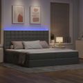 vidaXL LED úložná posteľ s matracom Svetlosivá 200 x 200 cm Látka