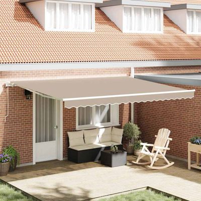 vidaXL Sklopná markíza Béžová 450 × 300 cm Tkanina a hliník