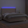 vidaXL Boxspring posteľ matrac a LED kapučínová 180x200 cm umelá koža