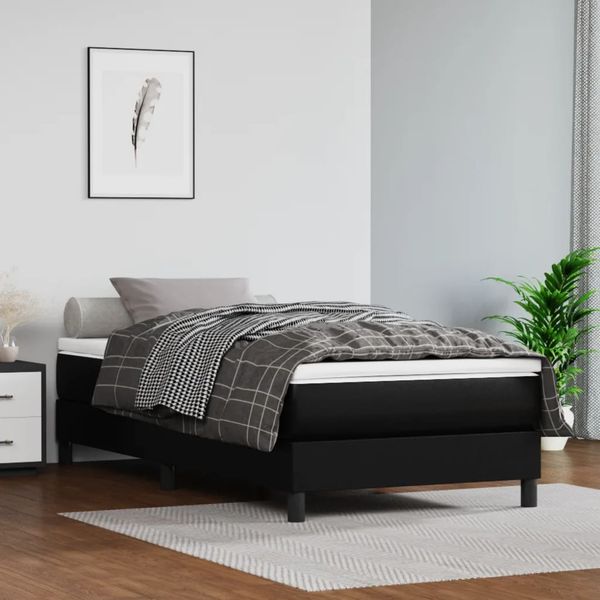 vidaXL Matrac s taštičkovými pružinami stredná tvrdosť čierny 80x200x20 cm umelá koža