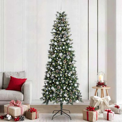 vidaXL Umelý vianočný stromček Zelená 240 cm PVC, plast a oceľ