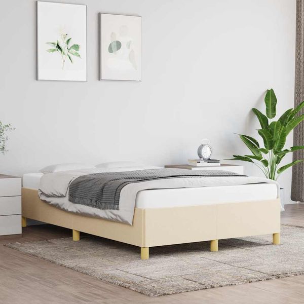 vidaXL Posteľ bez matraca krémová 120x190 cm látka