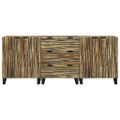 vidaXL Komoda set 3 ks Prírodná 180 x 33 x 75 cm Masívne mango drevo