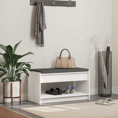 vidaXL Predsieňová lavica s vankúšom s poličkou Biely 83 x 38 x 45 cm