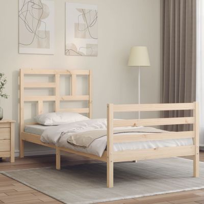 vidaXL Rám postele s čelom 100x200 cm masívne drevo