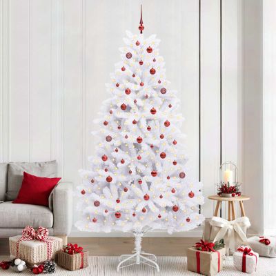 vidaXL Umelý Sklápací Vianočný Stromček Biela 240 cm PVC a oceľ