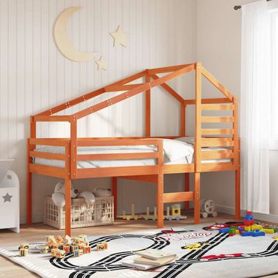 vidaXL Strecha na detskú posteľ voskovohnedá 198x97x113 cm borovica