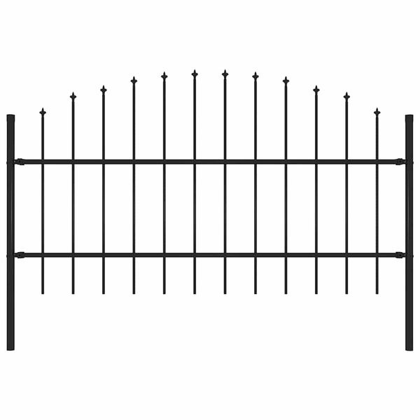 vidaXL Záhradný plot Woerden s vrchnou časťou v tvare oštepu, oceľový 170x100 cm, čierny