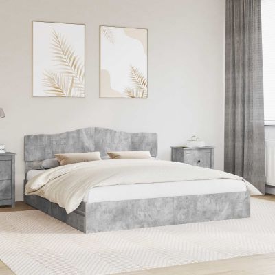 vidaXL Úložná posteľ Betónová šedá 200 x 200 cm Kompozitné drevo