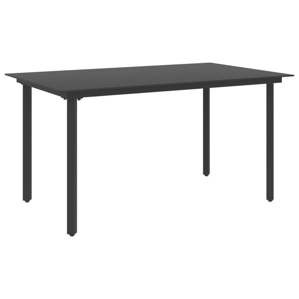 vidaXL Záhradný jedálenský stôl čierny 150x80x74 cm oceľ a sklo