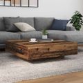 vidaXL Stolík pod TV s LED pásikmi Staré drevo 100 x 100 x 31 cm