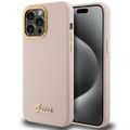 Guess Case for iPhone 15 Pro 6.1" GUHCP15LSMBSLP Pink HC SILICONE SCRIPT METAL LOGO & FRAME