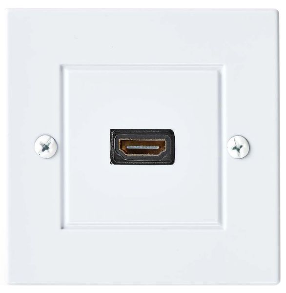 NEDIS nástěnný Box HDMI/ 1x HDMI zásuvka/ 4K@60Hz/ 18 Gbps/ pozlacené/ box/ černo-bílý Kabel, HDMI (F) na HDMI (F), s nástenným panelem, 1× zásuvka, 86×86mm, pro zapuštenou montáž, 4K 60Hz, 3D, 18Gb/s, ARC, zlacené k