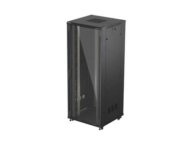 19'' Voľne stojaca racková skriňa 42U 800X800 čierne sklenené dvere lanberg (ploché balenie)