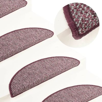 vidaXL Kobercové nášľapy na schody 15 ks fialové 56x17x3 cm