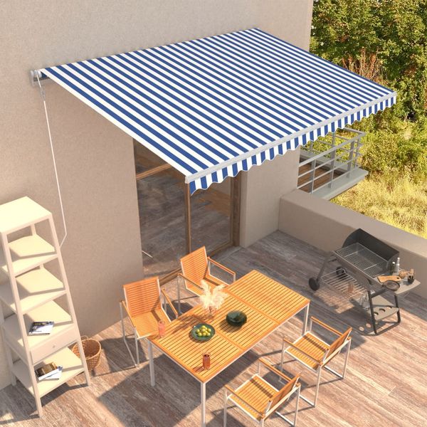 vidaXL Automaticky zaťahovacia markíza 450x300 cm modrá a biela
