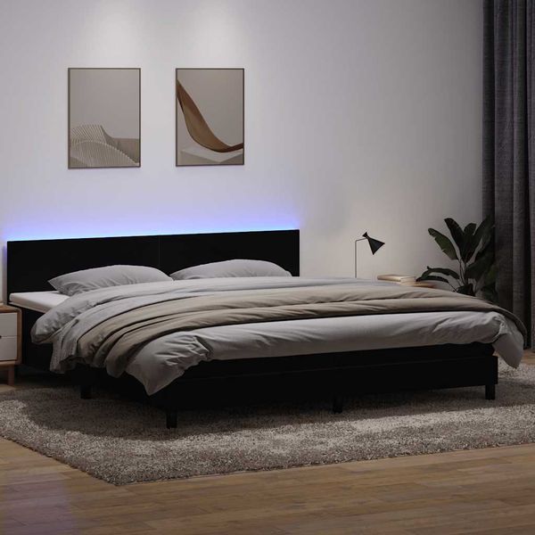 vidaXL Posteľný rám boxspring s matracom a LED čierny 180x210 cm zamat
