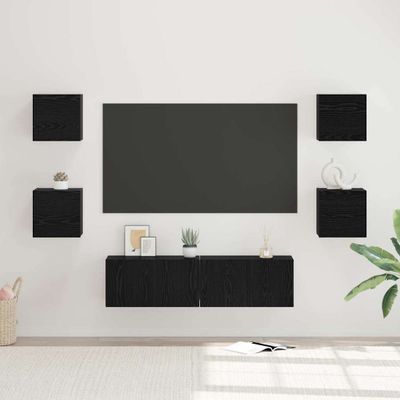 vidaXL Zostava TV skriniek Nástenný 6 pcs Čierny dub Kompozitné drevo