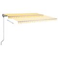 vidaXL Samostatne stojaca manuálna markíza 450x300 cm žlto-biela