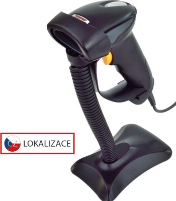 CCD čítačka Virtuos HT-310A, dlhý dosah, USB (klávesnica/RS-232 emulácia), stojan, čierna