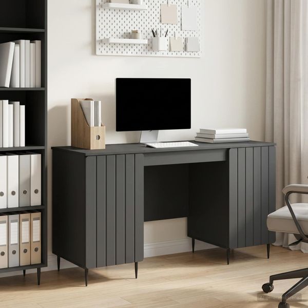 vidaXL Stôl s poličkou Čierna 142,5 x 50 x 75 cm Kompozitné drevo