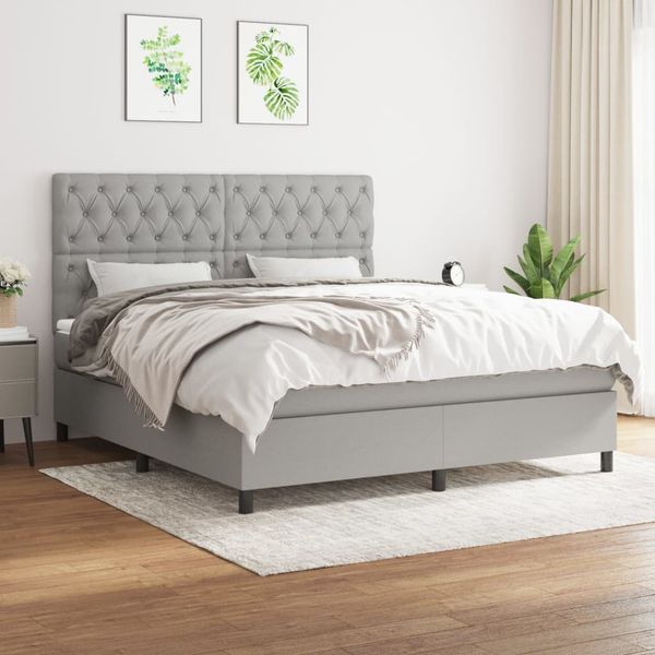 vidaXL Boxspring posteľ s matracom svetlosivá 100x200 cm látka