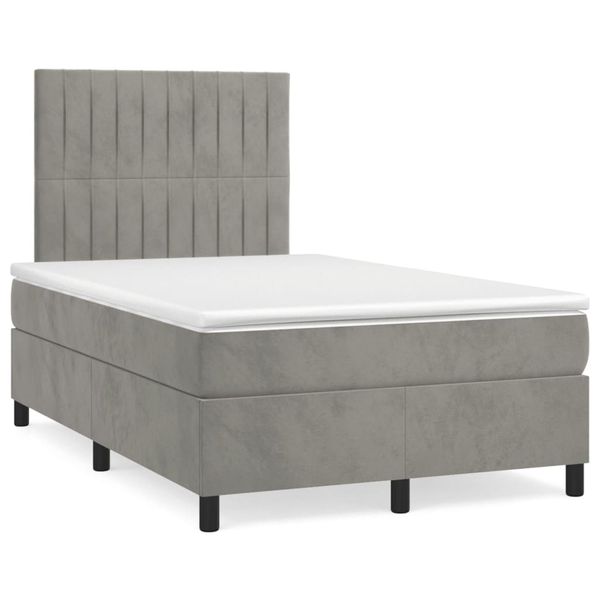 vidaXL Boxspring posteľ s matracom bledosivá 120x190 cm zamat