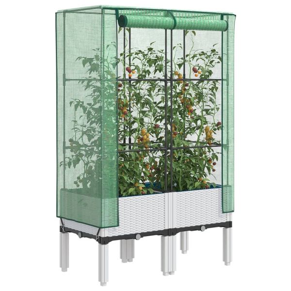 vidaXL Záhon s krytom na skleník ratanový vzhľad 80x40x140 cm