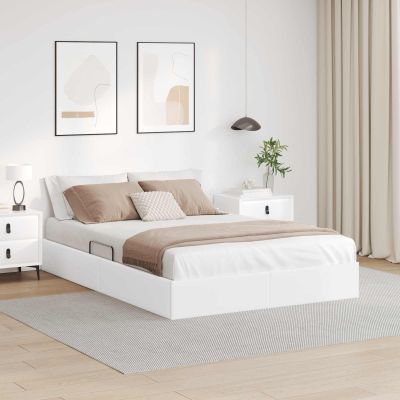 vidaXL Otomanový posteľný rám Čistá biela 140 x 190 cm Umelá koža