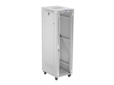 19'' Voľne stojaca racková skriňa 42U 600X800 šedé sklenené dvere lcd lanberg (flat pack) V2