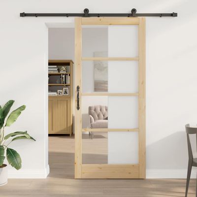 vidaXL Posuvné dvere ORKDAL Prírodná a čierna 93 x 211 cm