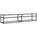 vidaXL TV stolík biely mramorový 200x40x40,5 cm tvrdené sklo