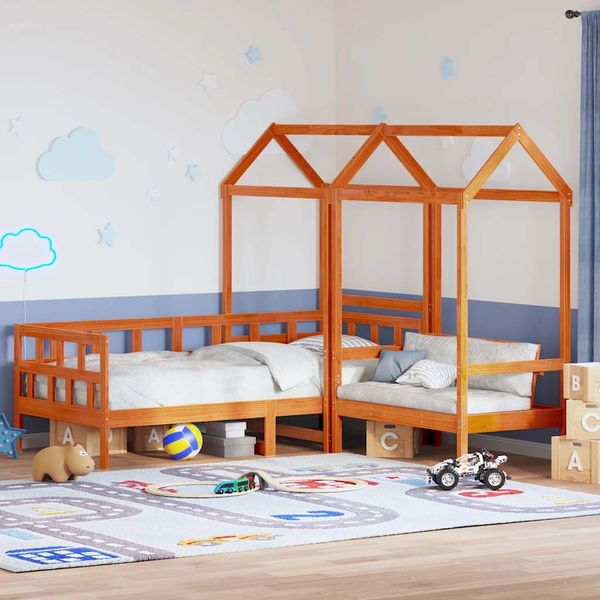 vidaXL Denná posteľ so strieškou voskovohnedá 80x200 cm borovica