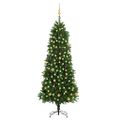 vidaXL Osvetlený umelý vianočný stromček s guľami 240 cm, zelený