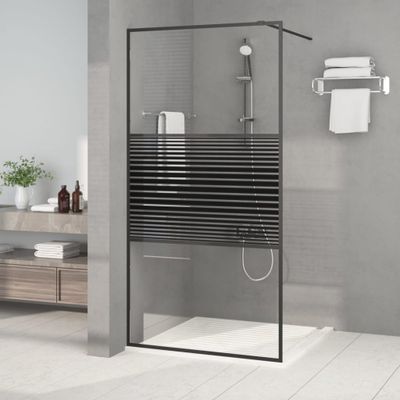 vidaXL Sprchová zástena čierna 100x195 cm priehľadné ESG sklo